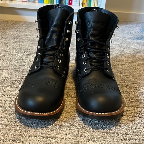 Black Leather Red Wing Iron Ranger Boots - Picture 3 of 9
